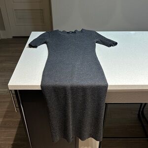 Theory Charcoal Ribbed Midi Dress